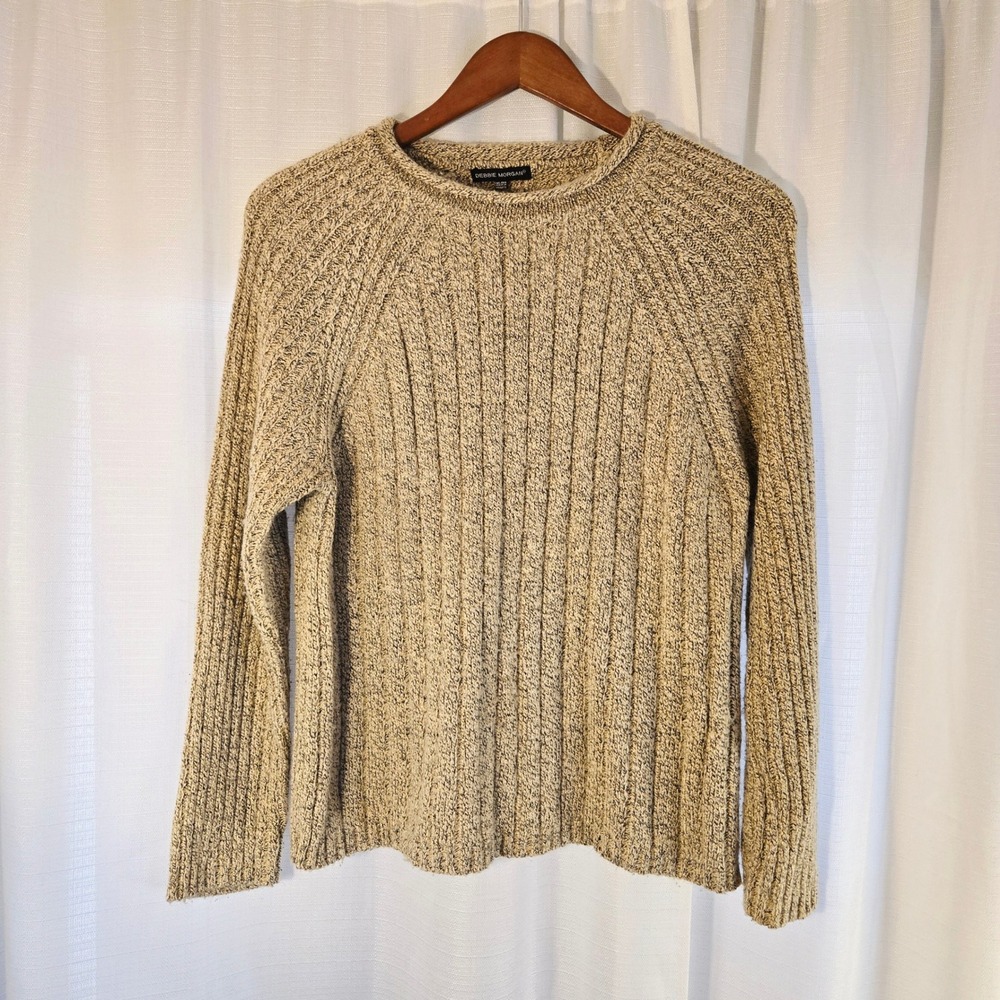 Debbie Morgan Womens XL Knit Sweater Pullover Long Sleeve‎ Beige Marled